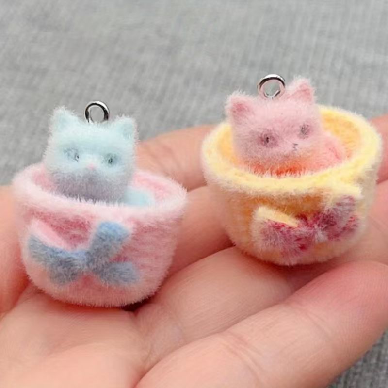 4pcs 3D plush resin cat pendan - Drop Earrings ulasan dan harga