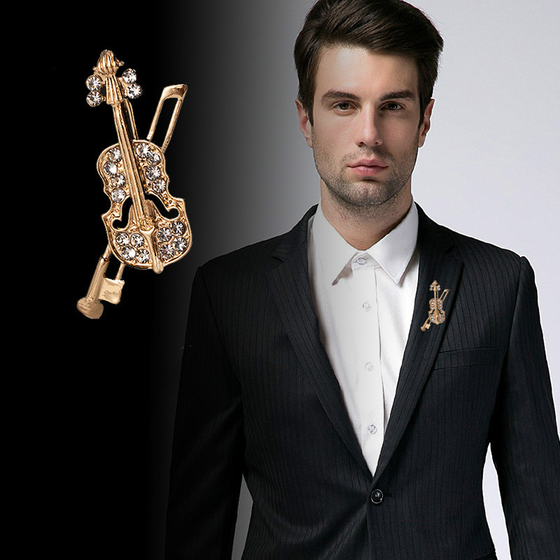 Crystal Violin Brooch Jewelry  - Vintage Brooch Pin ulasan dan harga