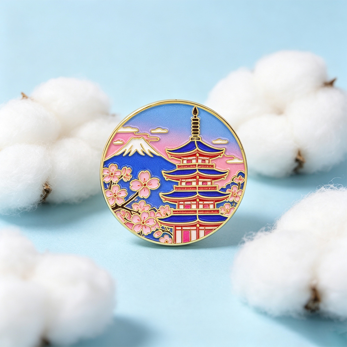 Japanese Cherry Blossom Enamel - Vintage Brooch Pin ulasan dan harga