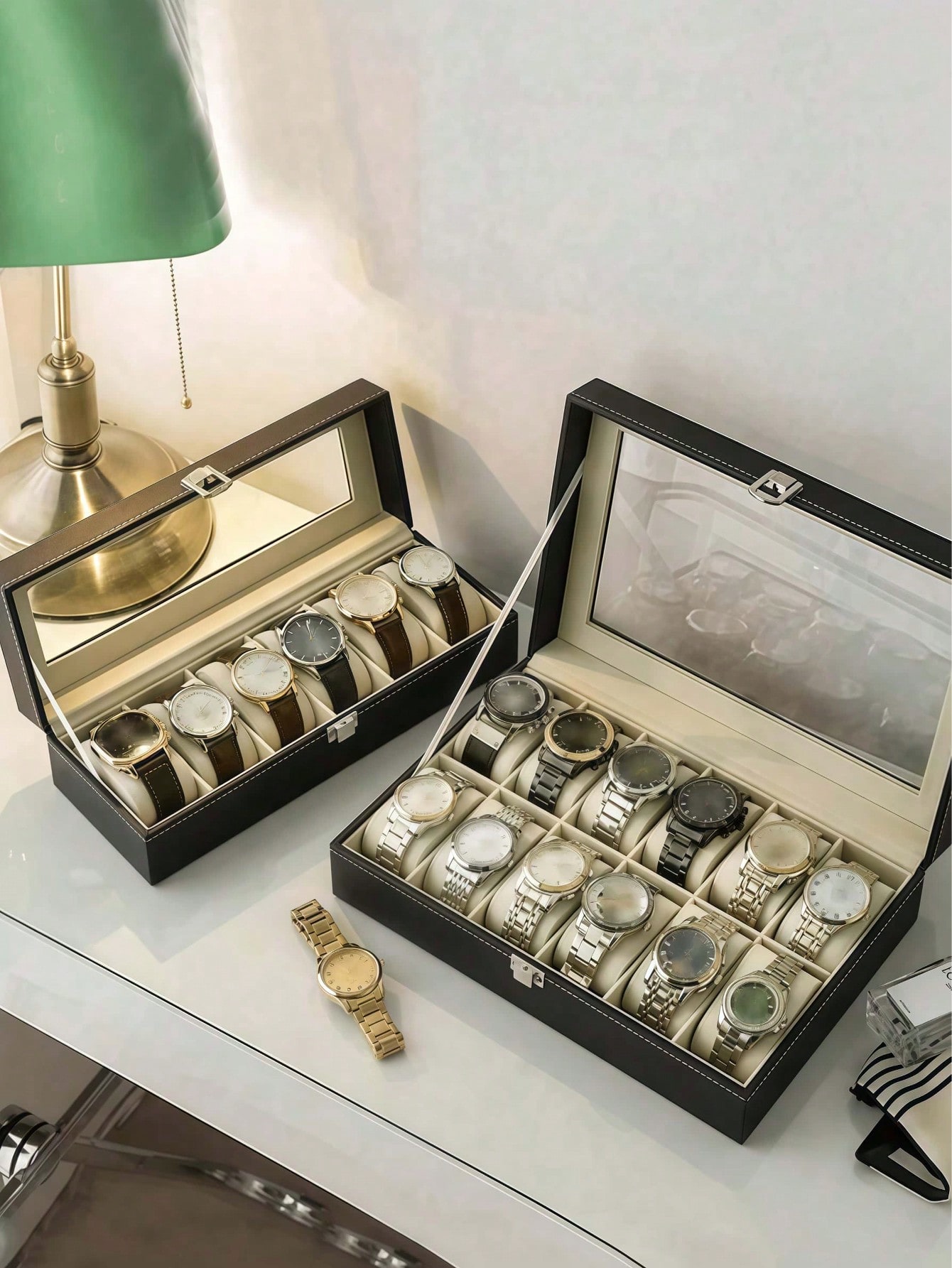 Leather Watch Box with Lock, L - Jewelry Watches For Women ulasan dan harga