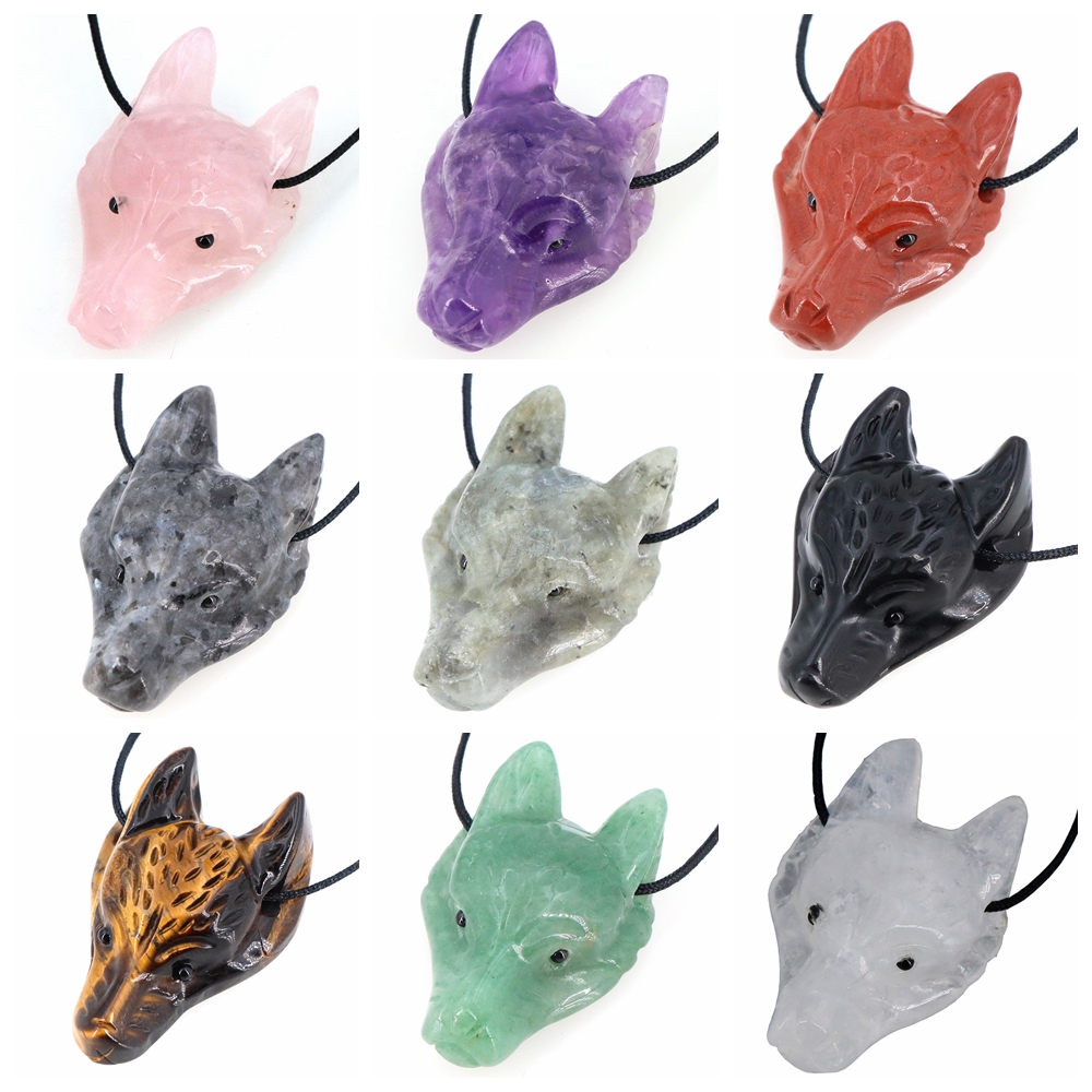 40mm Wolf Head Stone Pendant N - Wolf Jewelry & Watches Tampa Reviews ulasan dan harga