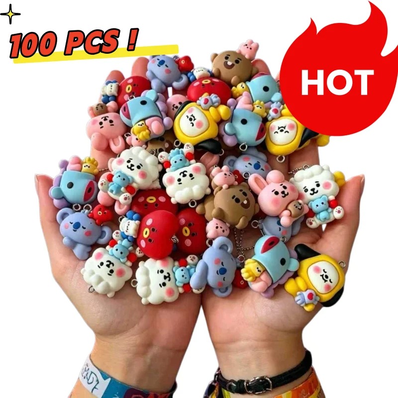 7pcs BT21 Resin Cartoon Charm  - Drop Earrings ulasan dan harga