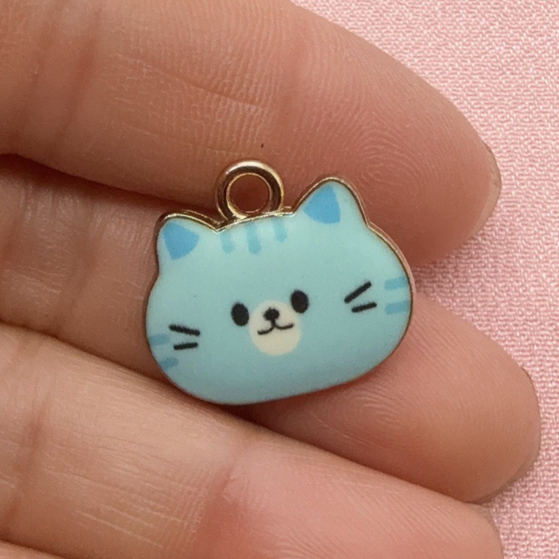 12pcs Printed Cat Head Alloy D - Drop Earrings ulasan dan harga